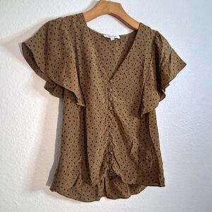 Madewell Brown Dot Silk Blouse Size 2